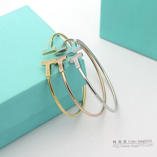 Tiffany飾品 蒂芙尼女士專櫃爆款雙t白貝母圓環手鐲  zgt1802